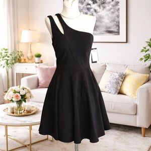 City Studio One Shoulder Fit & Flare Black Dress. Size 3 Jr. NWT